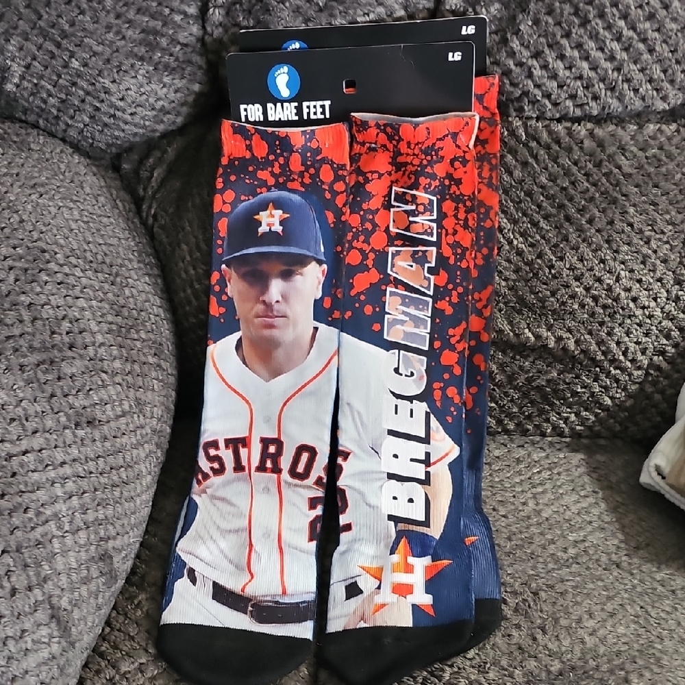 For Bare Feet Astros Bregman Socks - Red, Blue, Black